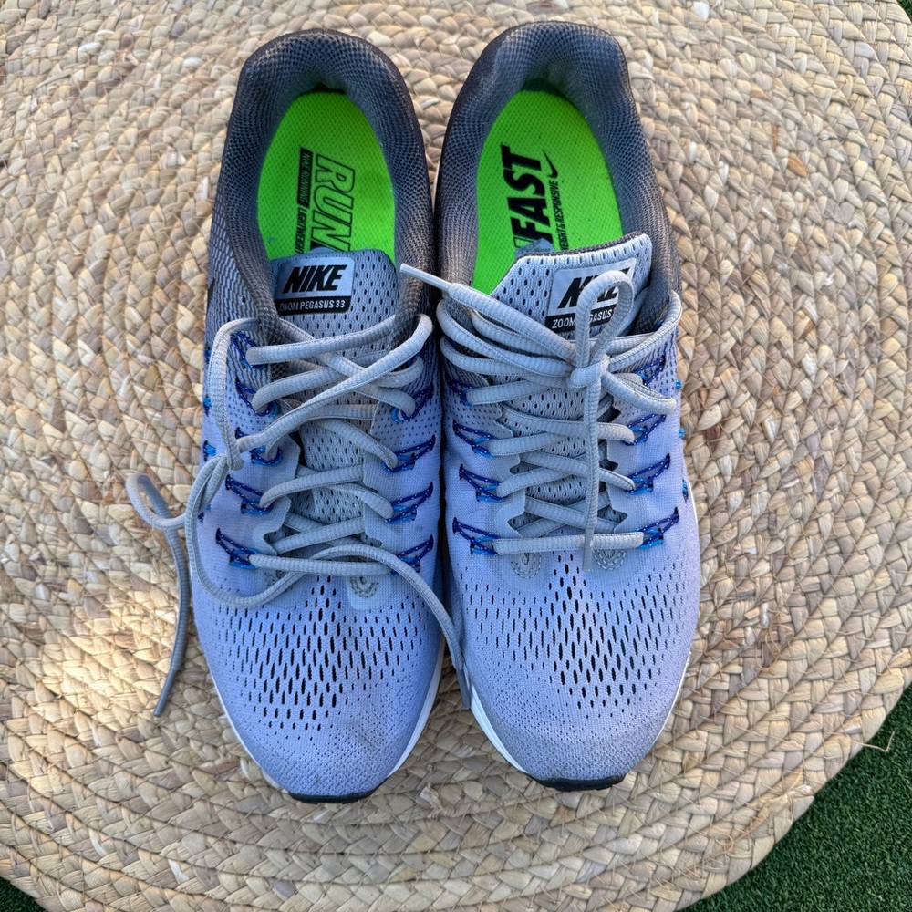 Nike Gray and Blue Athletic Sneakers
